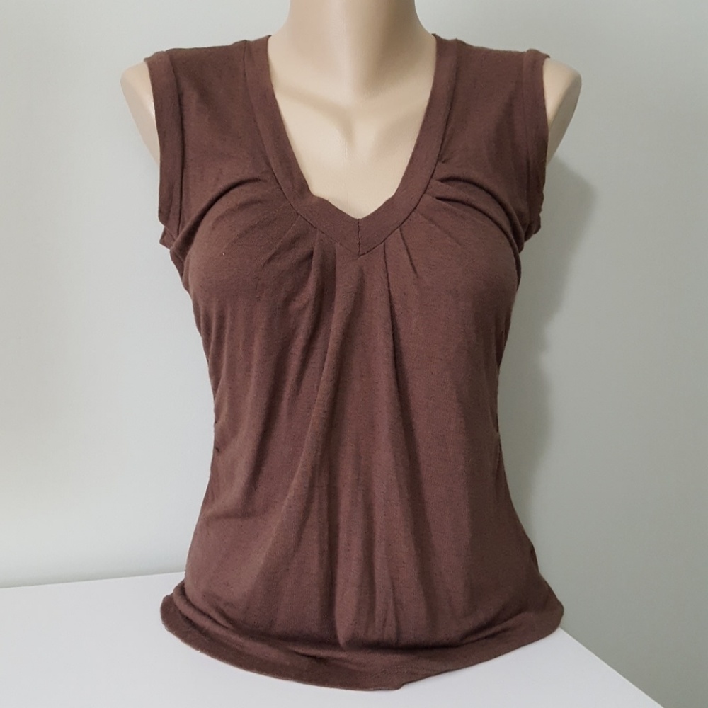 Brown V neck top