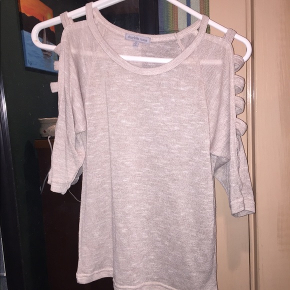 NUDE LADDER SLEEVE KNIT TOP - Picture 1 of 2