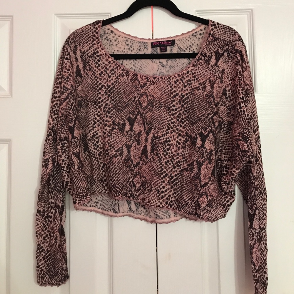 Betsey Johnson Pink Snakeskin print Crop Top