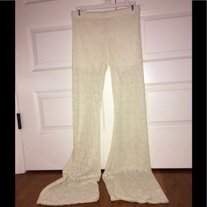 White lace flowy pants