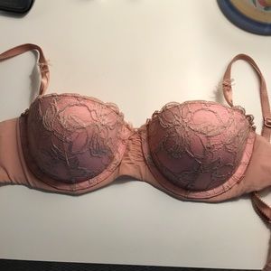 Nude lace balconette bra