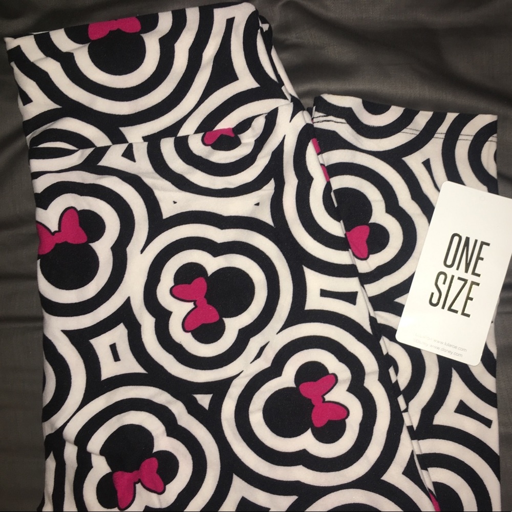 Lularoe Disney black/white/pink Minnie leggings Os