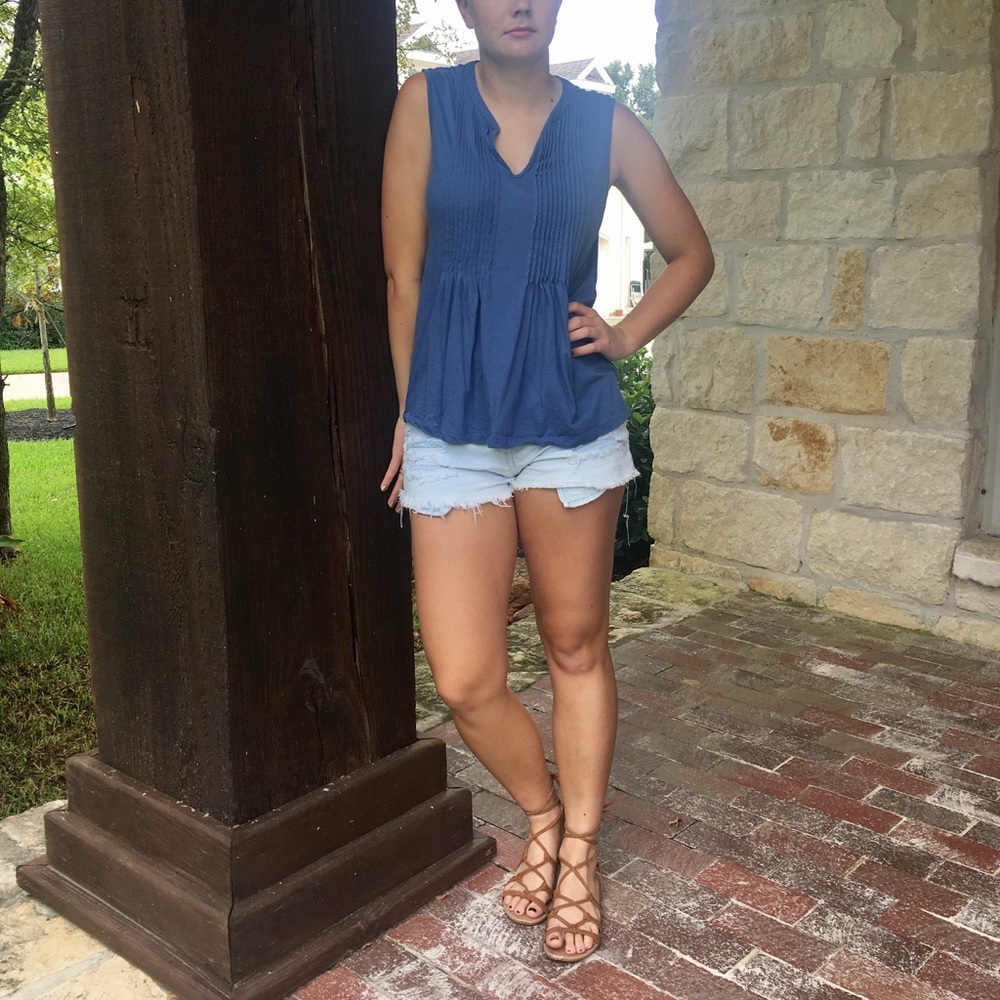 Blue Peasant Tank Top