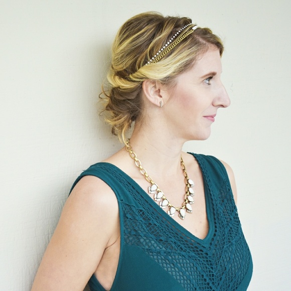Crystal + Chain Strands Stretch Headband main image 6