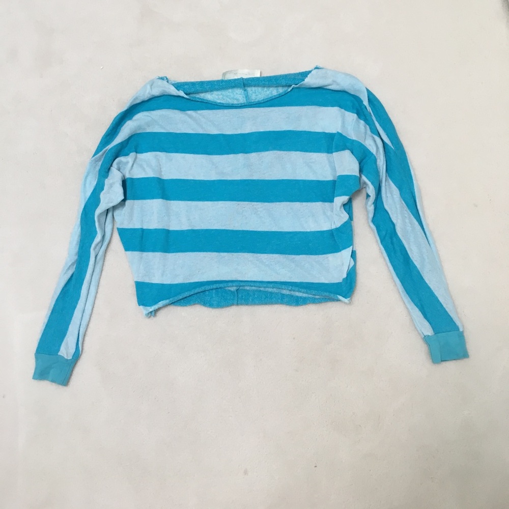 Cropped Blue Striped Sweater