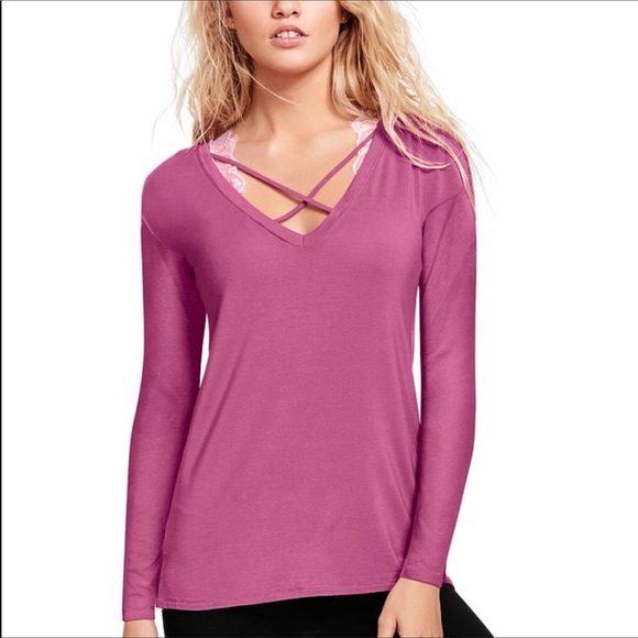 PINK Victoria's Secret Tops - VS PINK super soft strappy front long sleeves tee