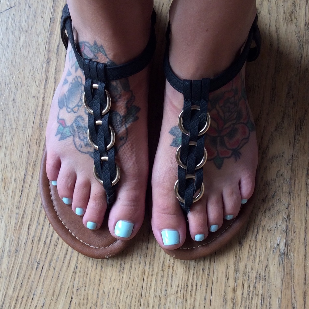 black & gold sandals