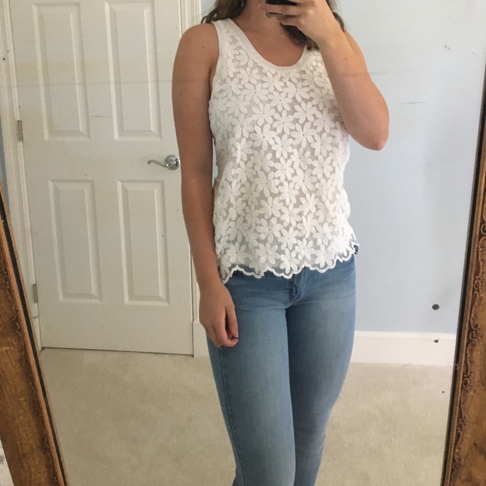 J. Crew Embroidered Flowers Tank