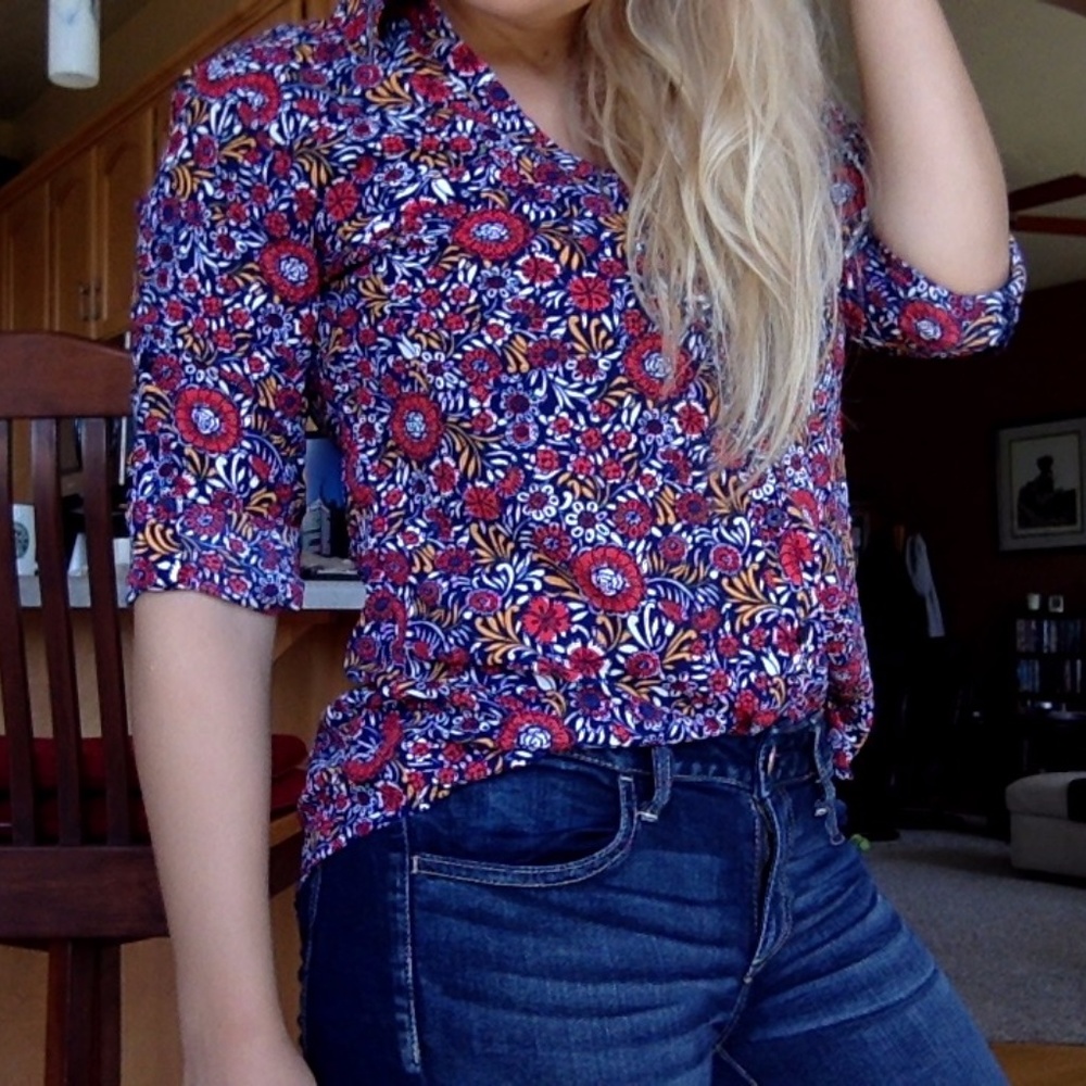 Button Down Patterned Top