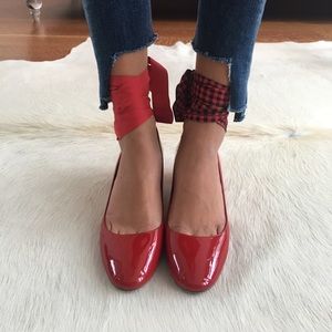Patent leather, red, Miu Miu lace ups