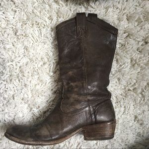 FRYE Distressed leather cowboy boots size 8