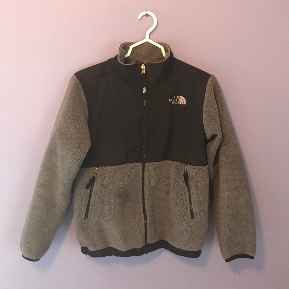 Grey and Black North Face Zip Up