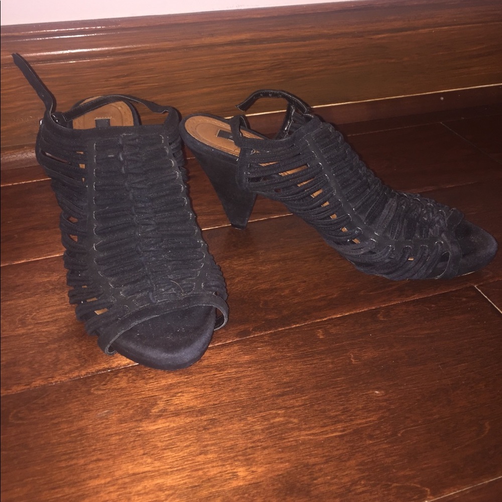 Zara Suede Open-Toe/Open-Back Heel