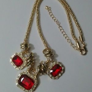 18 inch Ruby Red with Swarovski Crystal Necklace