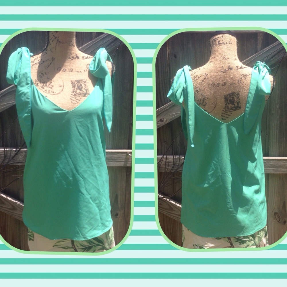 Judith March Green Tank Shoulder Tie Medium