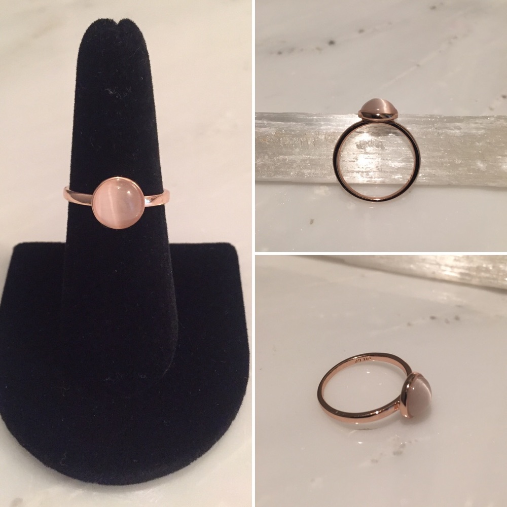 Rose gold plated pink stone ring - Picture 1 of 6