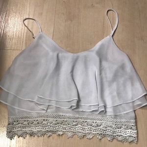 White spaghetti strap crop top blouse