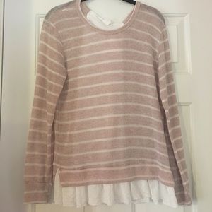 Blush & white striped sweater