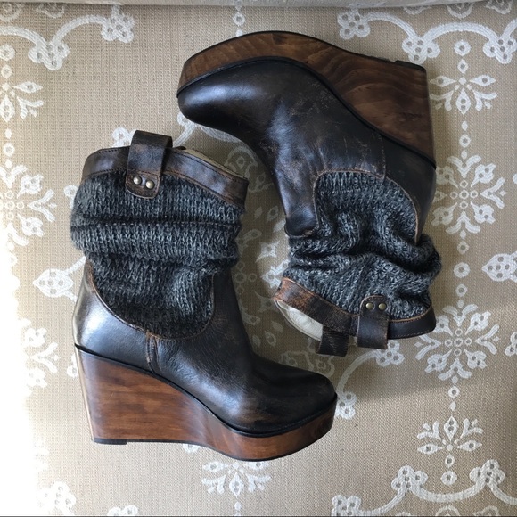 Shoes - Wood, Knit & Leather Booties