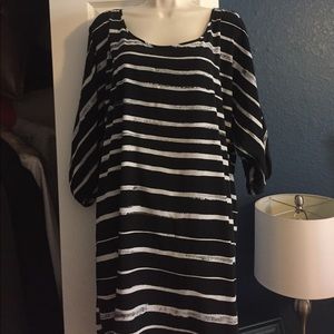 Black and white shift dress
