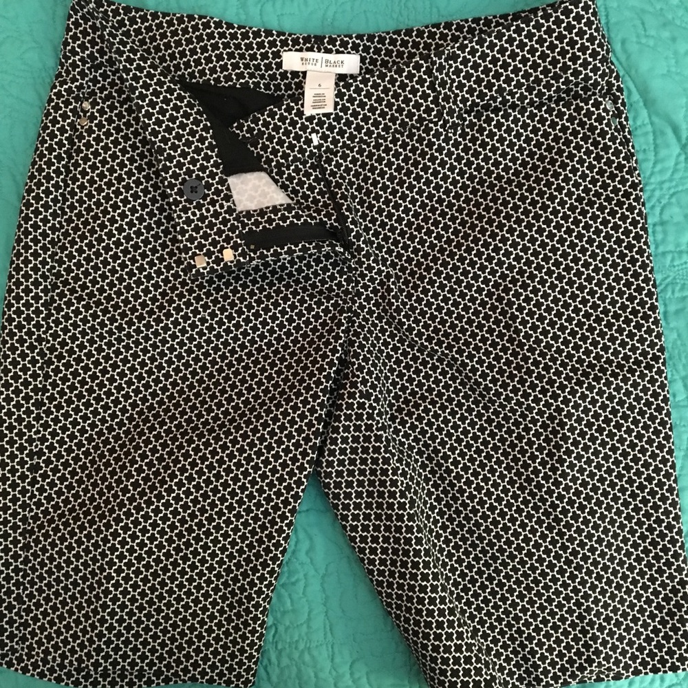 Black and white walking shorts