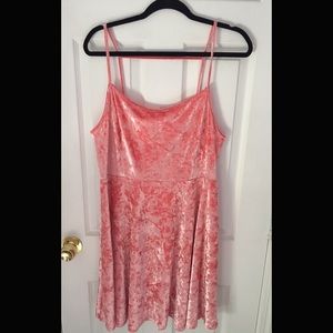 Pink velvet cami skater dress ✨Reposh✨