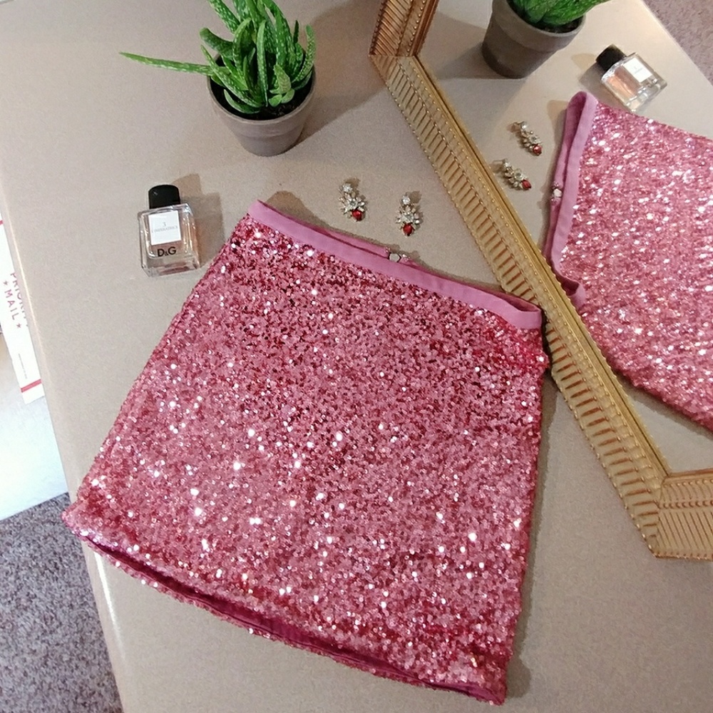 NEW YEAR'S EVE Pink Sparkle Mini Skirt Size S