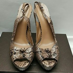 Gucci Snakeskin Platform Slingbacks, Size 39.5
