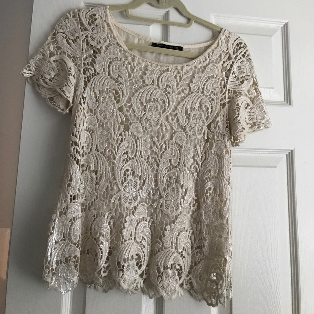 Zara Lace Cream Top