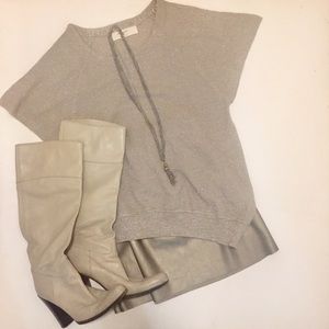 ZARA Metallic Asymmetric Raglan Knit Top