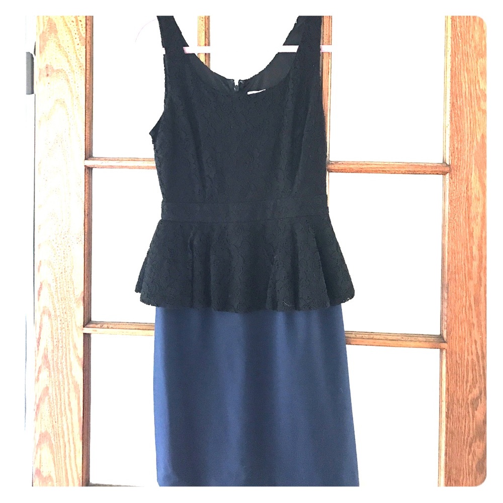 Laundry black and navy peplum dress