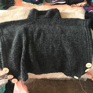 Hand made knitted heavy winter poncho