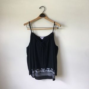 Embroidered Cold Shoulder Top