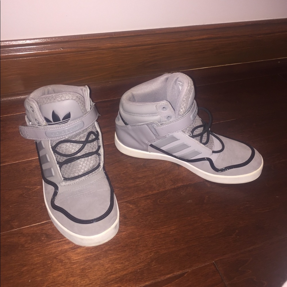 Worn once adidas grey suede kicks