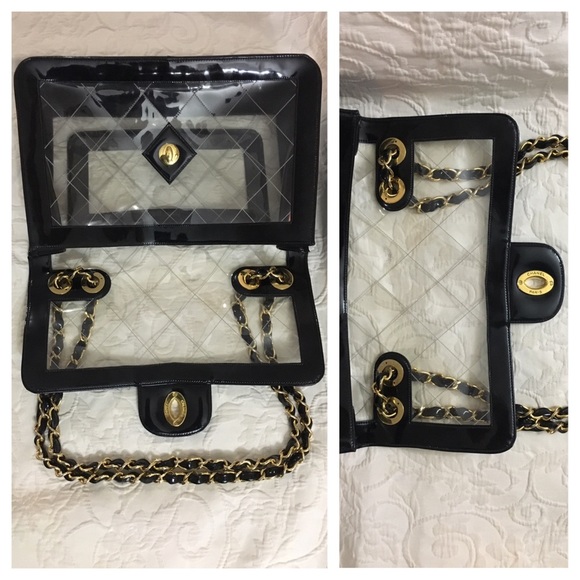 Chanel Clear Naked Jumbo Classic Vinyl Flap Rare - Picture 6 of 8