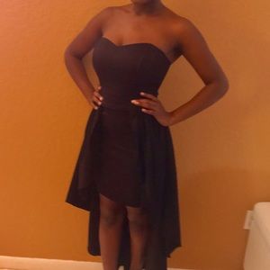 Black dress with  floor length train