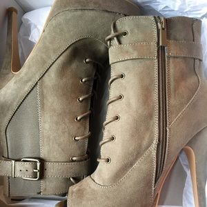 Olive Peep-Toe Fashion Booties