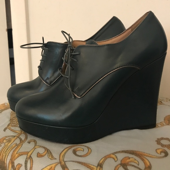 Longchamp Wedge Boot Green Authentic NWT $585 US 7 - Picture 2 of 6
