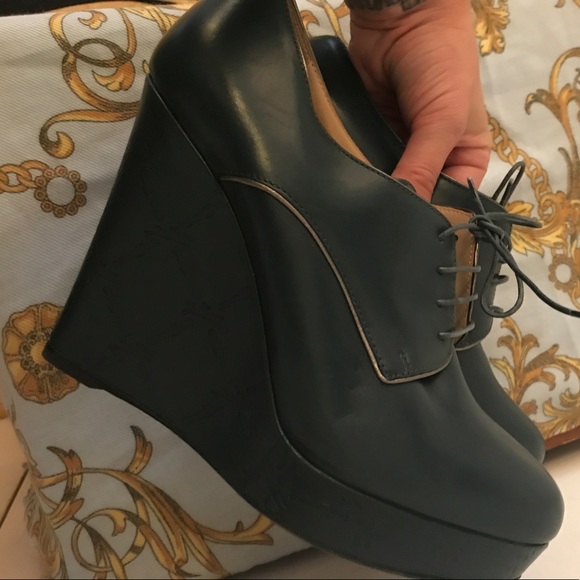 Longchamp Wedge Boot Green Authentic NWT $585 US 7 - Picture 5 of 6