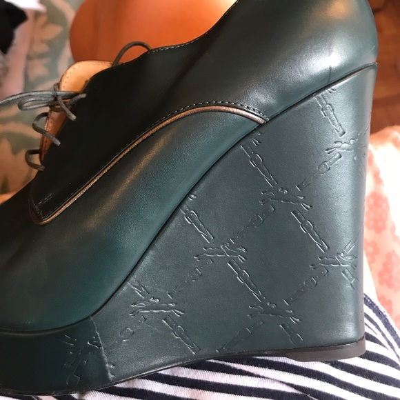 Longchamp Wedge Boot Green Authentic NWT $585 US 7 - Picture 6 of 6