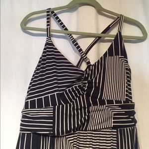 Loft navy and white Maxi dress w/cross back