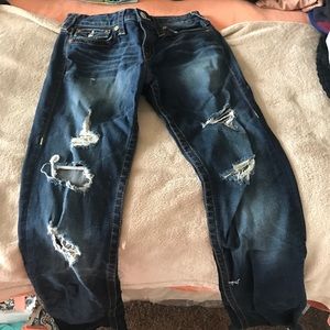 Straight leg ripped jeans