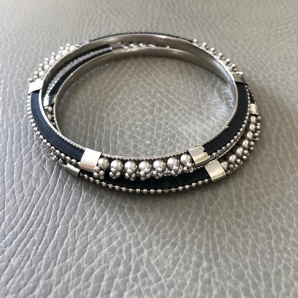 Black and silver studded bangles
