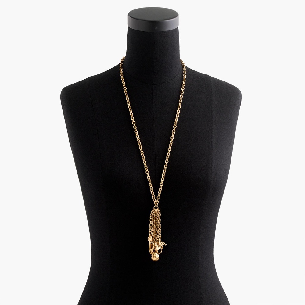 J.Crew TASSEL NECKLACE WITH MIXED CHARMS
