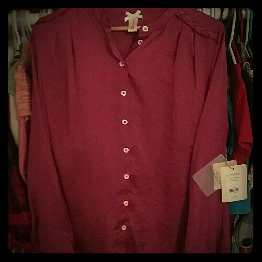 Maroon button down blouse