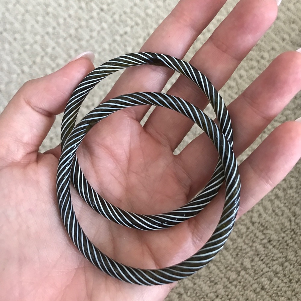Set of Glass bangles- brown green ambery glass