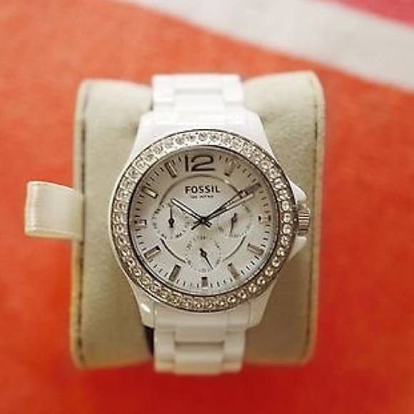 Fossil White Ceramic Crystals Chronograph