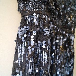 Sparkly midnight blue dress.