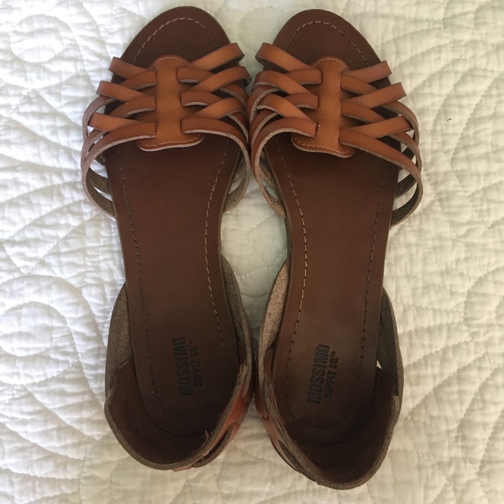 Brown Faux Leather Huarache Sandals