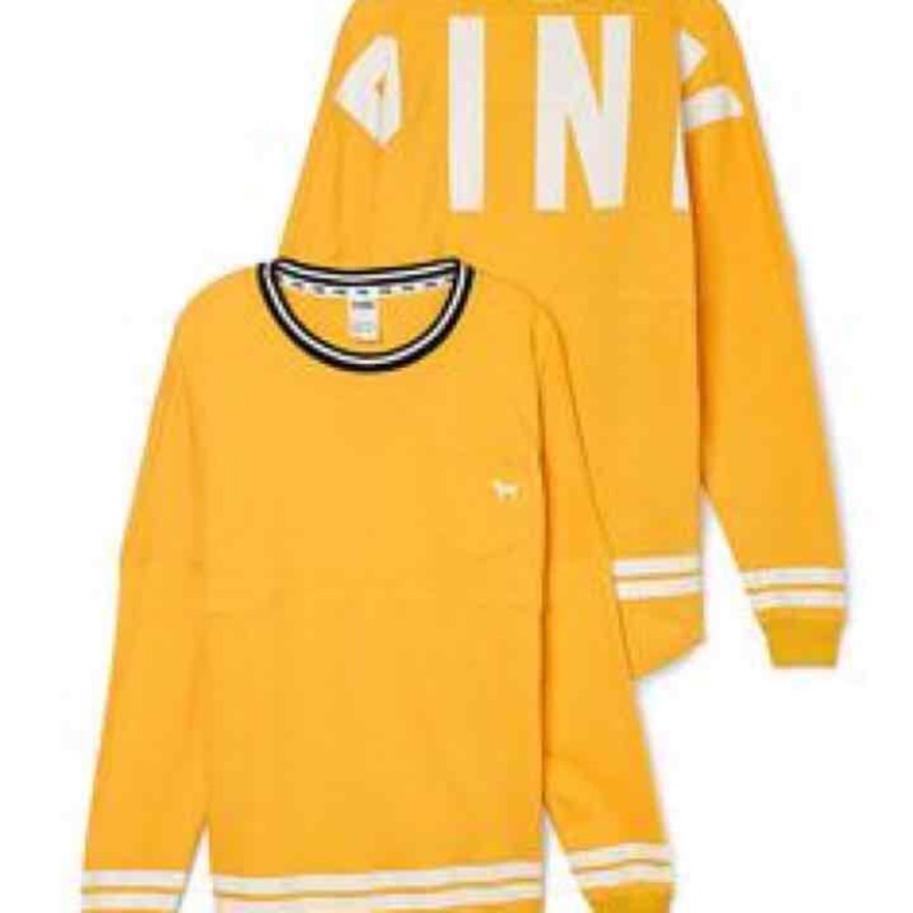 Cute mustard yellow VS PINK Crewneck